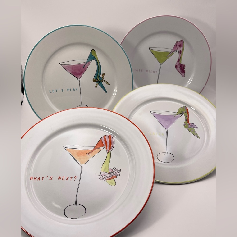 Rosanna “Shoes & a Martini” Salad Plates | Set of 4 with Box